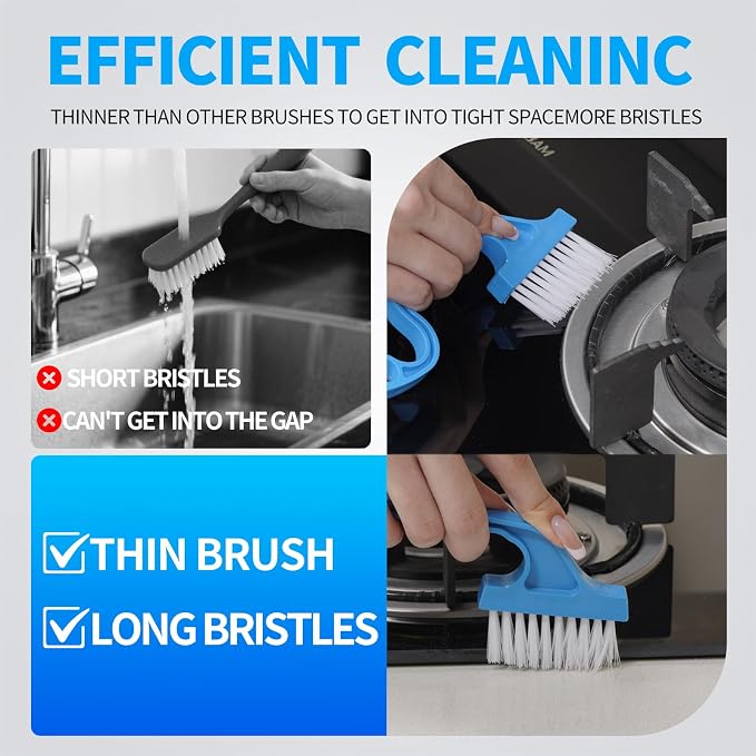 Window Track Cleaner Tool Set, 13 Pcs Magic Window Sill Cleaning Tools Kit with Groove Cleaning Brush for Door Tracks, Tile Lines, Shutter, Car Vents