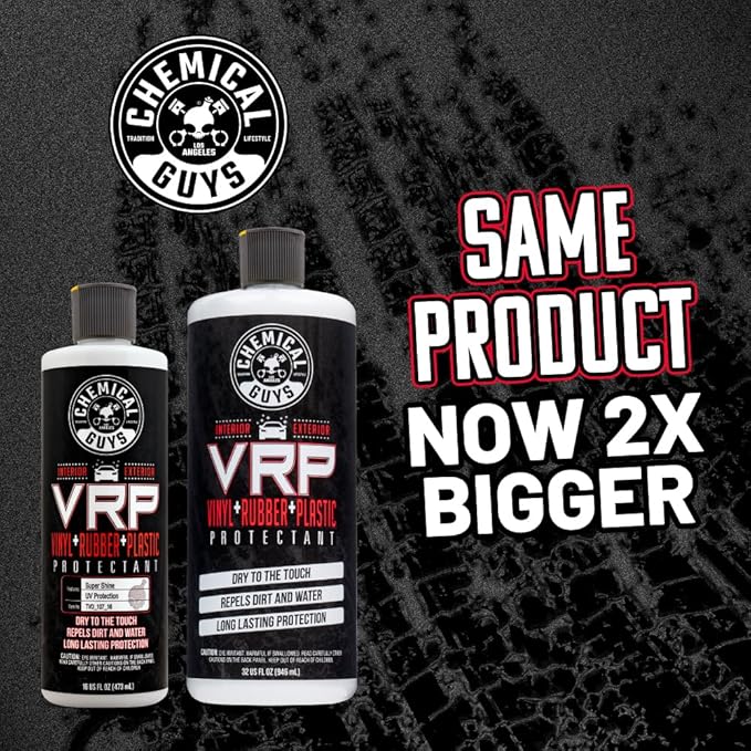 Chemical Guys, VRP Vinyl, Rubber & Plastic Dressing, Dry to Touch, 32 oz | Satin shine on tires, trim, dashboards and weatherstripping, non-greasy and dry to the touch, indoors or out