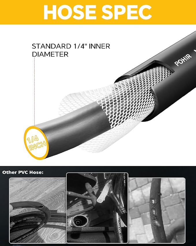 Pressure Washer Hose 4000PSI, 1/4'' M22 No Kink Replacement Hose | 100FT Non Marking & No Bursting Power Washing Lightweight Extension Hose with O-Rings No Leakage for Car Garden Yard Cleaning