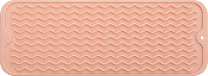 MicoYang Silicone Dish Drying Mat for Multiple Usage,Easy clean,Eco-friendly,Heat-resistant Silicone Mat for Kitchen Counter,Sink,Bar,Bottle,or Cup Pink M 17 inches x 6 inches