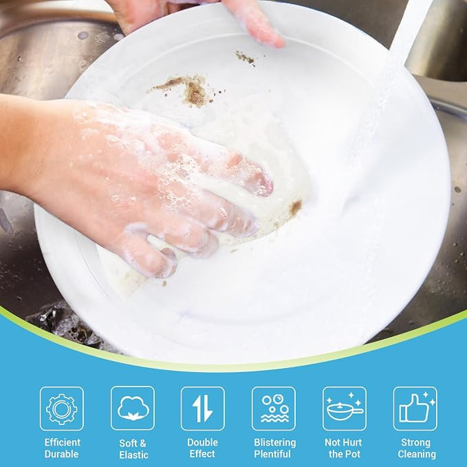AIDEA Non-Scratch Scrub Sponge-6Count, Sponges Kitchen, Sponges for Dishes | Cleaning Sponge for Non-Stick Cookware, Cleaning Power for Kitchen, Bathroom, Household