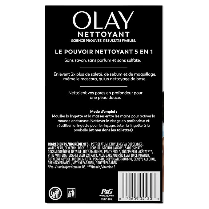 Olay Makeup Remover Wipes, Daily Facials Deep Clean Face Cleanser for Normal to Oily Skin, Alcohol & Fragrance Free, Soft Face Wash Towels, Travel Essentials for Women, Convenient Dry Cloths, 66 ct