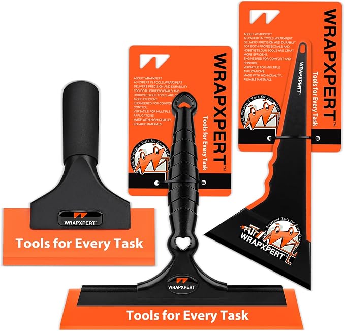 WRAPXPERT Window Tint Tools Kit, 3-Step Professional Window Tint Squeegee Set for Windshield & Rear Glass Tinting, Squeegee for Car Window Film Installation, Fast Water Removal and Bubble-Free Finish
