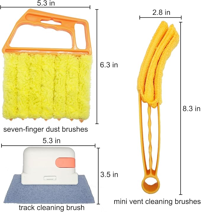 5Pcs Window Blind Cleaning Set, Washable dust Removal Cleaning Tools, air Vent Cleaning Brush, Track Cleaning Brush, dust Removal Cleaning Tools for Blinds, air conditioners, Track, and Fans