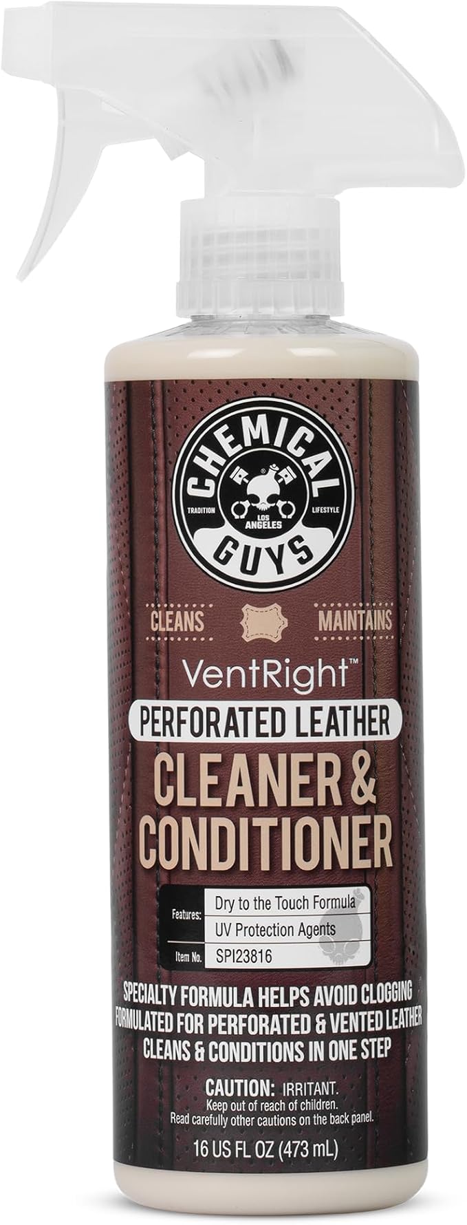 Chemical Guys, VentRight Leather Cleaner & Conditioner, Vented Seats, 16 oz | Deep cleaning leather cleaner for ventilated seats with added protection removes dirt, oils, residue and grime