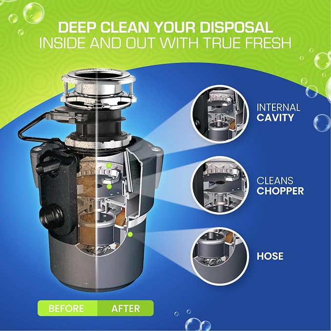 True Fresh 25 Washing Machine Cleaner Tablets & 24 Garbage Disposal Cleaner Tablets, Perfect Combo for sink and washers, Compatible with all washing machines and disposal brands - 12 Month Supply