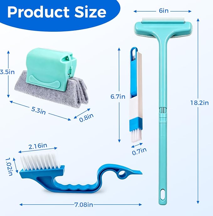 Window Track Cleaning Brush, 2-in-1 Groove Cleaning Tool with 3 Replaceable Pads, Multifunctional Gap Brush for Window Sills Sliding Door Tracks Corners, Household Dust Removal Cleaning Kit | 3 Replaceable Pads Multifunctional Gap Brush for Window Sill...