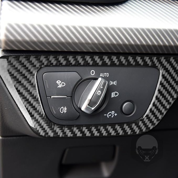 Real Carbon Fiber Trim for Audi 80A Q5 Accessories | for SQ5 2018-2025 Dash Headlight Switch Panel Frame Cover Sticker Interior Thick Overlay Decal