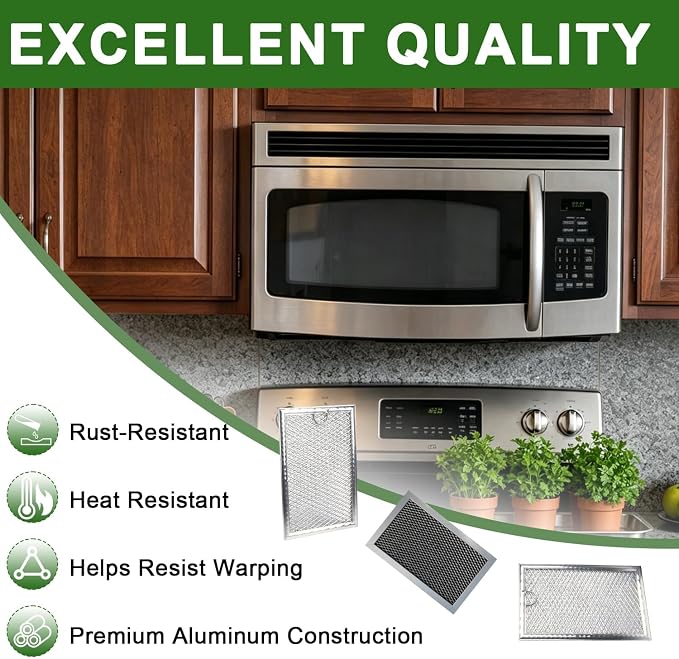3PCS Microwave Grease and Charcoal Filter Set Compatible with GE JVM3160DF8BB JVM3160DF8CC JVM3160DF8WW JVM3160RF8SS JVM1540SM1SS JVM1540SM2SS