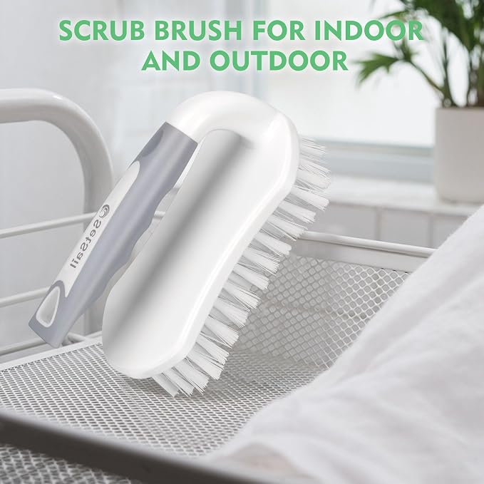 SetSail Scrub Brush, Heavy-Duty Scrub Brushes for Cleaning with Stiff Bristles Cleaning Brush for Shower, Bathroom, Carpet, Kitchen and Bathtub Scrubber - 2 Pack | Durable Bristles Ergonomic Non-Slip Tpr Grip. U-Style Hanging Loop for Storage. Use for ...