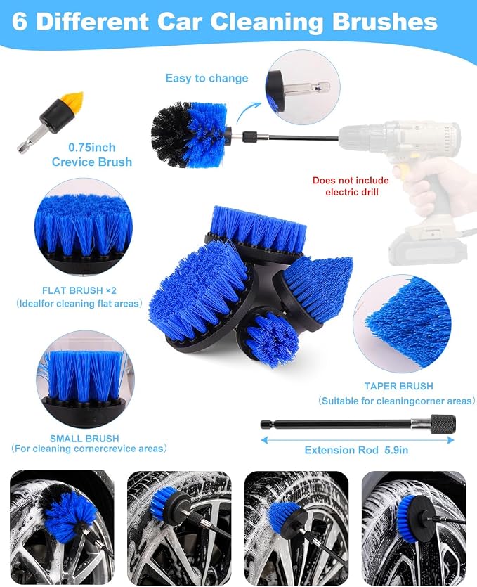 Car Detailing Kit 40PCS, Car Cleaning Kit with Detailing Brush Set, Car Wash Kit Interior Exterior Wheels Tire Tools, Auto Detailing Supplies with Bucket Towels Drill Brushes Storage Bag