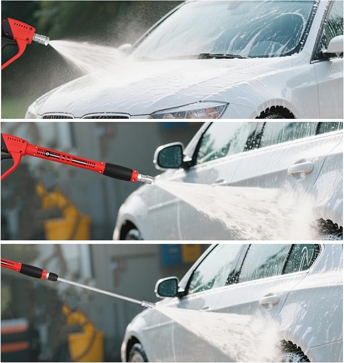 Pressure Washer Gun with Extension Replacement Wand, Power Washer Gun, M22 Fitting, 5 Nozzle Tips, 5000 PSI, 37 Inch