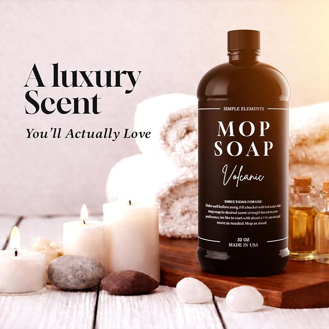 Luxury Mop Soap – Highly Scented Floor Cleaner, Concentrated Formula, No Streaks, Residue or White Cast, Floor Cleaning For Tile, Sealed Hardwood, Laminate, Vinyl and Stone – Volcanic 32 oz