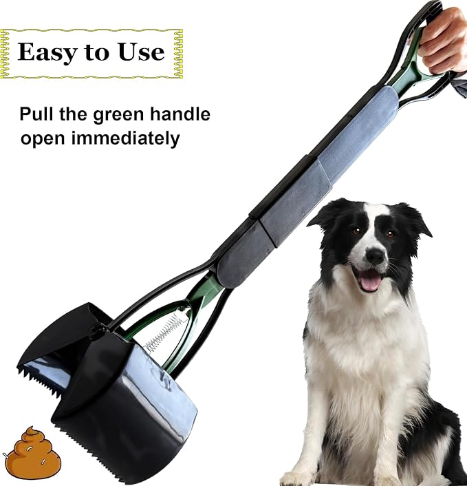 ienjoyed Dog Pooper Scooper for Large Medium & Small Dogs Heavy Duty,Long Handled Dog Poop Scooper for Grass,Durable Dog Poop Pick Up Tool (Dark Green)