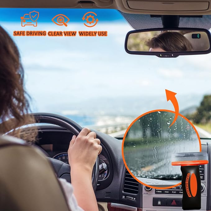 2pcs Car Glass Oil Film Remover,Glass Emulsion Cleaner,Roll-On Glass Compound with Cleaning Board,Restores Windshield Clarity for Safe Driving(2 pcs)