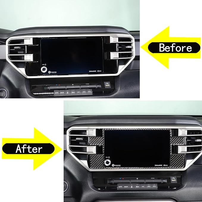 Car Central Control Navigation Screen Frame Decorative Sticker Compatible with Toyota Tundra/Sequoia 2022-2024 Real Carbon Fiber Center Navigation Screen Panel Protect Cover Trim Sticker Accessories