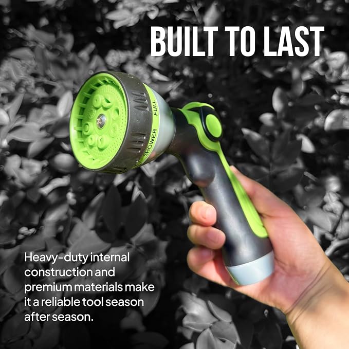 Garden Hose Nozzle – 8-Pattern Hose Sprayer with Thumb Control – Watering Tool for Garden, Car Wash, Lawn Care & Pet Shower