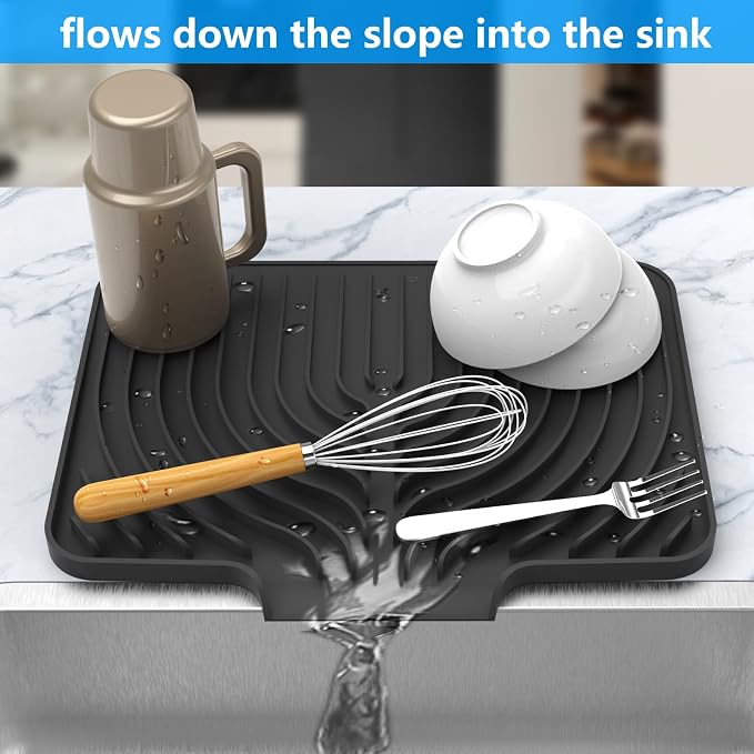 Dish drying mats for kitchen counter,14.6"×11"Silicone Self-Draining mat | Various sizes and colors,Self-Draining Slope Structure,Enabling faster drying,Heat-Resistant,Easy to clean,Food-grade