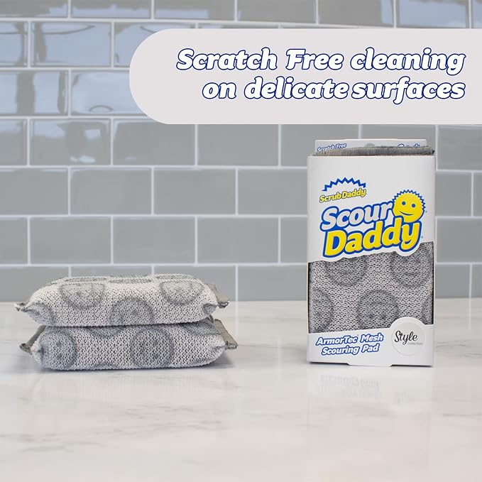 Scrub Daddy Scour Daddy Style, Scourers Non Scratch Scrubbing Sponge, Scouring Pads, Kitchen Sponges for Dishes, Dishwashing Pan Scrubber, Cleaning Supplies, Dish Sponges for Washing up, Pack of 2