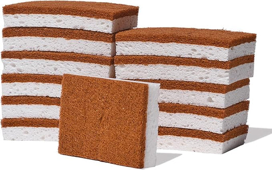 Public Goods Scrubber Sponge | Cleaning & Scrubbing Sponges for Dishes & Kitchen Sink | Natural, Plant-Based Sponges | Pack of 12
