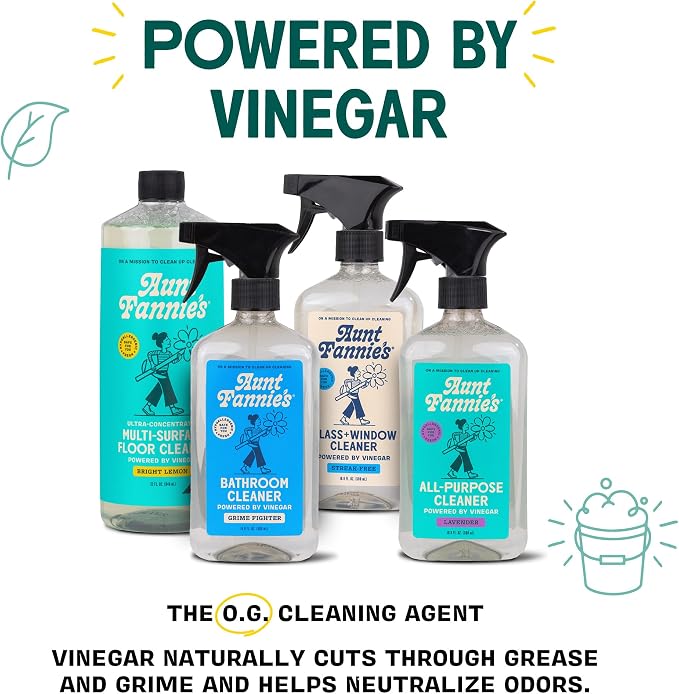 Aunt Fannie's Glass & Window Cleaning Bundle, Vinegar Spray and Wipes, Natural Streak-Free Spray, Pack of 3