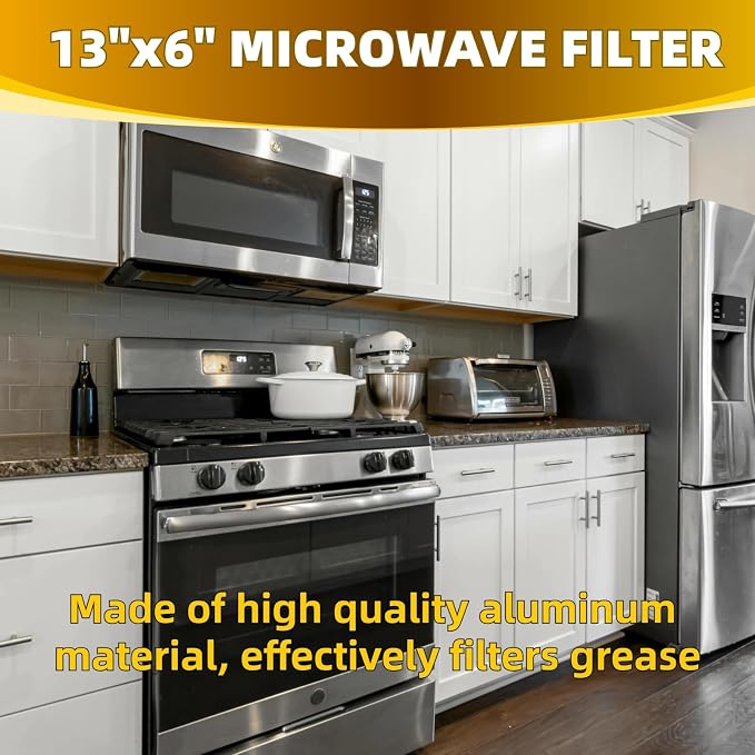 YUEERIO 13" x 6" Microwave Grease Filter Replacement 4Pack | for Whirlpool GE WB06X10596 W10208631A Microwave Oven vent Filter