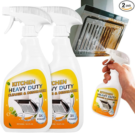 2Pcs Degreaser Cleaner Heavy Duty Spray: Foaming Kitchen Cleaner Cuts Through Baked-On Grease on Ovens Stove Tops Grills - Clean Up Kitchen Oil Stains Spray for Multi-Surface Cookware & Countertop