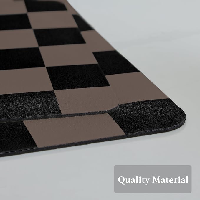 Ohocut Checkered Dish Drying Mat for Kitchen Counter, Coffee Bar Station Accessories, Retro Cute Aesthetic Modern Absorbent Drainer Mat Kitchen Drying Mat Easy Clean Brown, 24" x 16"