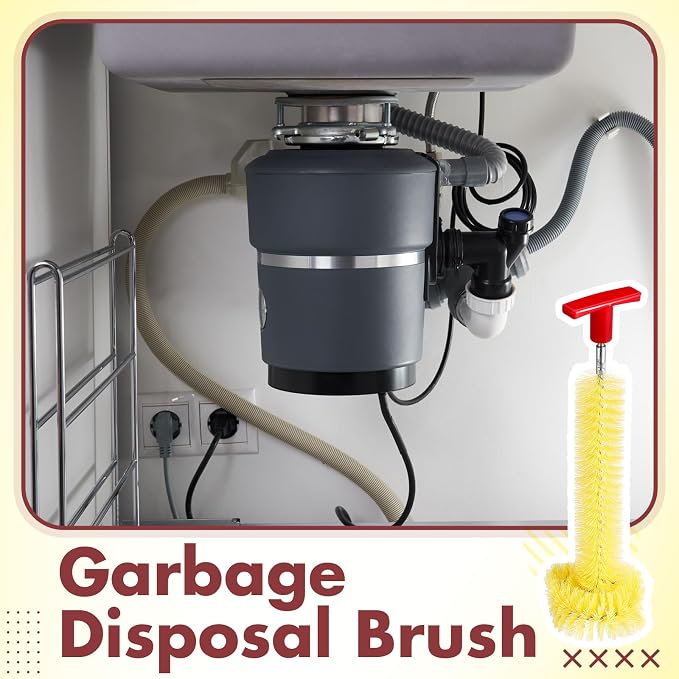 Garbage Disposal Cleaner Sink and Drain Brush Universal Garbage Disposal Cleaner 12'' Long Brush for Kitchen Waste Food(Yellow)