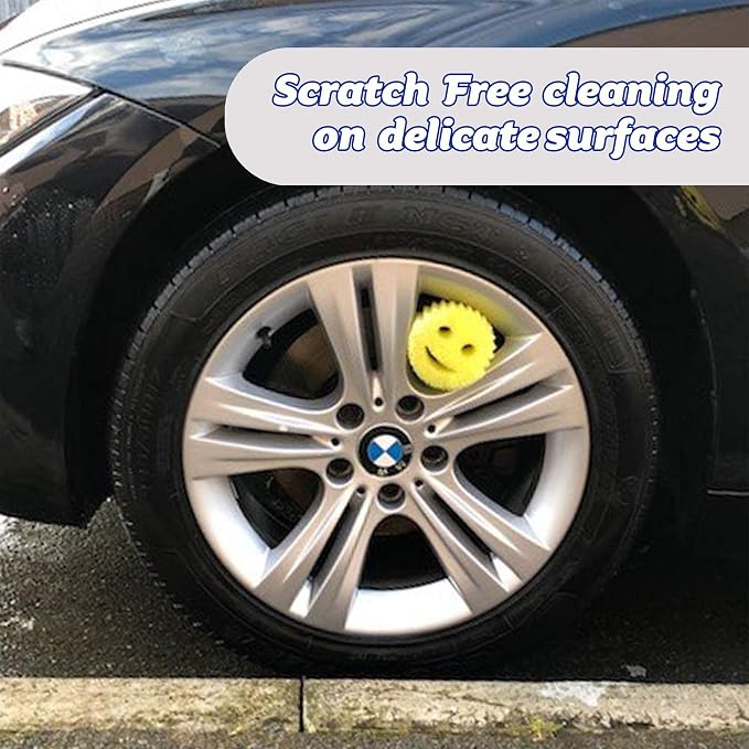 Scrub Daddy Original Dish Sponge Twin Pack, Smiley Face Sponges for Cleaning & Washing Up - Multipack Kitchen Non Scratch Scourers with FlexTexture Firm & Soft Scrubbing, Dishwashing Scrubber - Yellow