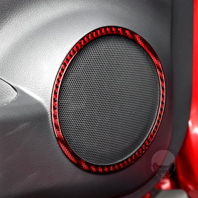 Red Real Carbon Fiber Trim for Nissan Rogue Accessories | for 2014-2020 / Rogue Sport 2017-2022 Door Inner Horn Ring Sticker Interior Thick Overlay Decal