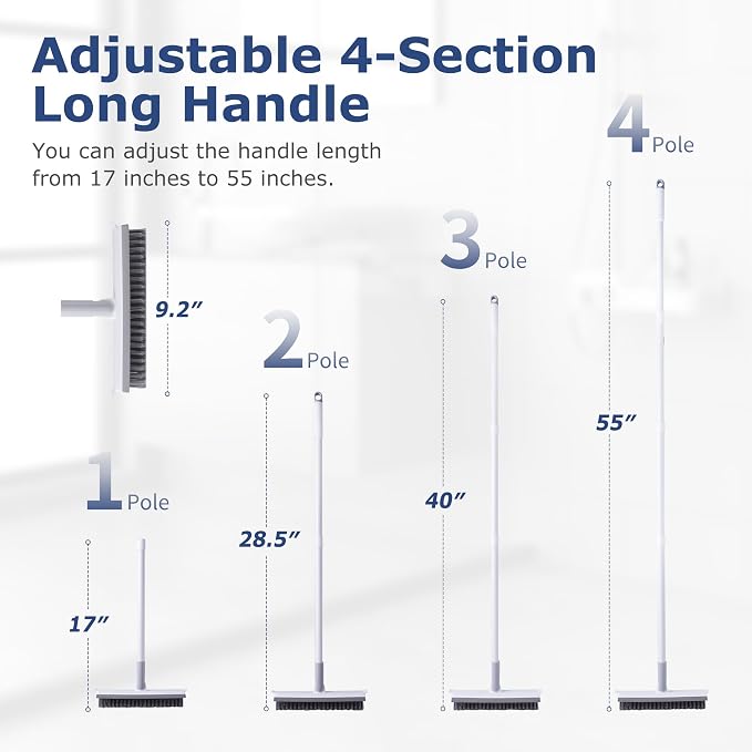 IVYROLL Grout Brush with Long Handle, Floor Cleaning Scrubber with Stiff Bristles for Tile Line, Shower, Crevice, Bathroom, Kitchen and Hard-to-Reach Corners