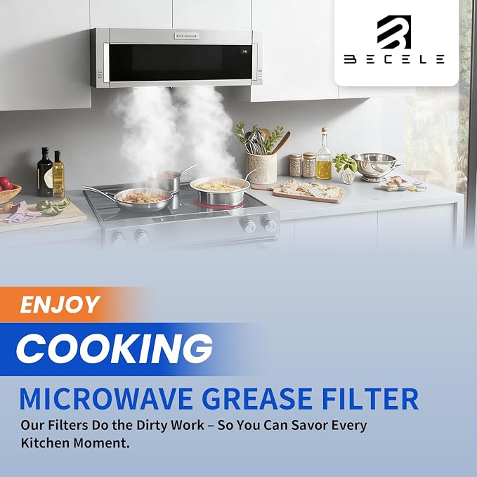 Microwave Filter Replacement 9" x 7.72" Microwave Grease Filter Replacement, Compatible with WB6X486 Frigidaire 5304408977, Aluminum Mesh Range Hood Vent Fan Filter, 2-Pack