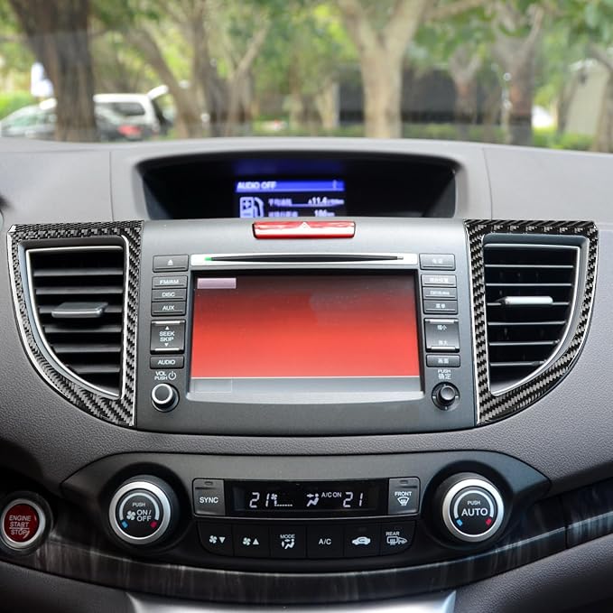 Real Carbon Fiber Trim for Honda CRV Accessories | for CR-V 2012 2013 2014 2015 2016 Central Console Air Outlet Vent Cover Sticker Interior Thick Overlay Decal