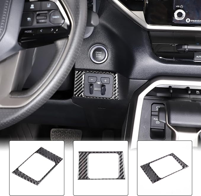 Car Center Control Brake Gain Switch Decorative Frame Sticker Compatible with Toyota Tundra/Sequoia 2022-2024 Real Carbon Fiber Brake Gain Switch Panel Protect Cover Trim Sticker Interior Accessories