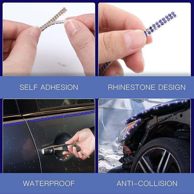 Kingdder 16.4 ft Bling Car Trim Self Adhesive Bling Car Accessories for Women Rhinestone Strip Glitter Diamond Sticker DIY Line Molding Dashboard Decal Shiny Auto Stuff for Interior Exterior Decor