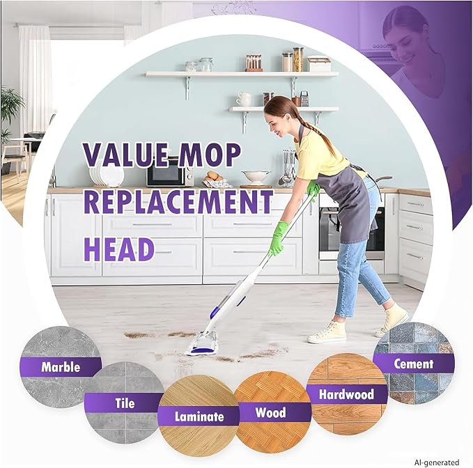 60 Pack Disposable Pads Refills Compatible with Swiffer Power Mop | for Swiffer Power Mop Refill, for All Floor Cleaning, Unscented & Thickened Pads