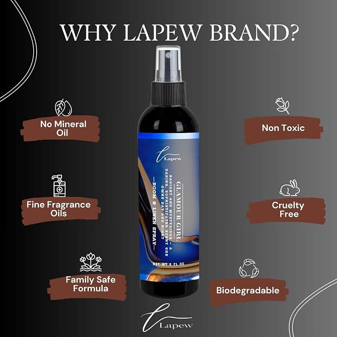 Lapew Room & Linen Spray | Fragrance Mist for Home, Car & Office | Fabric & Air Freshener | Neutralizing Mist | Made in USA | Glamour Girl