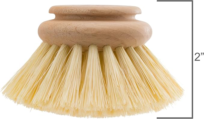Redecker Dish Brush Replacement Heads, Tampico Fiber, 2 Inch Round, 2 Pack – Wooden Brush Refills for Dishes & Cookware, Made in Germany