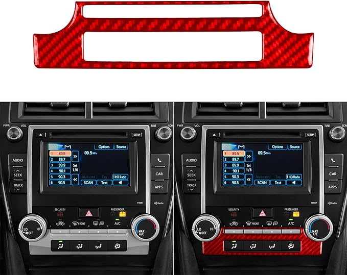 Real Carbon Fiber Trim for Toyota Camry Accessories | for 2012 2013 2014 Central Control Air Conditioning Panel Interior Thick Overlay Decal