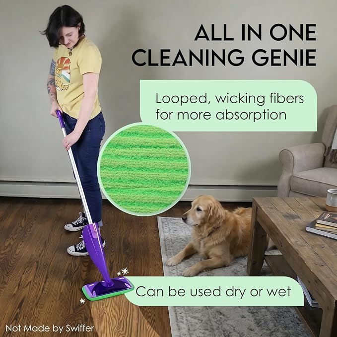 Reusable Floor Mop Pads - 8 Pack Swiffer Wet Jet Compatible Refills - Machine Washable, 12-inch Microfiber Mop Swiffer Wet Pads - Eco-Friendly Household Cleaning Supplies