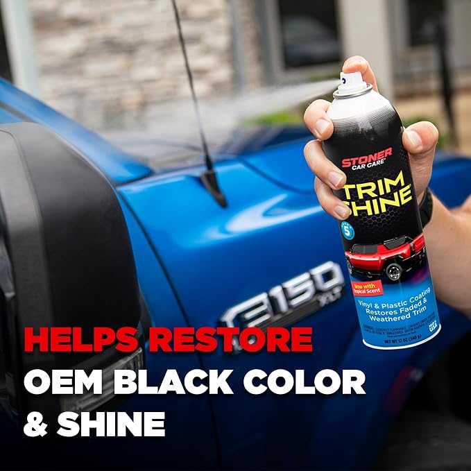 Stoner Car Care 91034-4PK Trim Shine – Black Trim and Plastic Restorer for Cars – Vinyl and Plastic Trim Protectant Coating for Interior and Exterior Use – Fast-Drying No Sling – 12 oz (Pack of 4)
