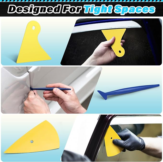 DIYSELF 18 Pcs Window Tint Kit, Vinyl Wrap Tool Kit, Water Blades Tool | Professional Window Tint Tools & Squeegee for Vinyl- Complete Car Wrap Kit for Car Wrap, Stained Glass Window Film, Wallpaper