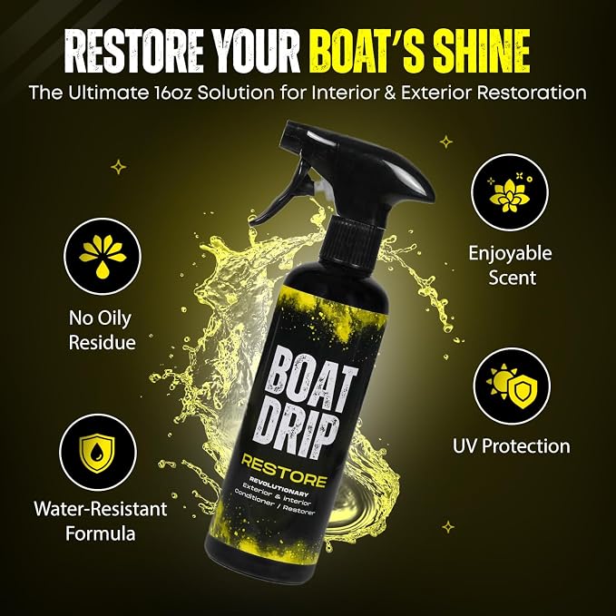 Restore -Interior & Exterior Boat Cleaner with UV Protection- Restores, & Protects Trim, Vinyl, Plastic, Dashboard, & Seats - Water-Resistant, Made in USA