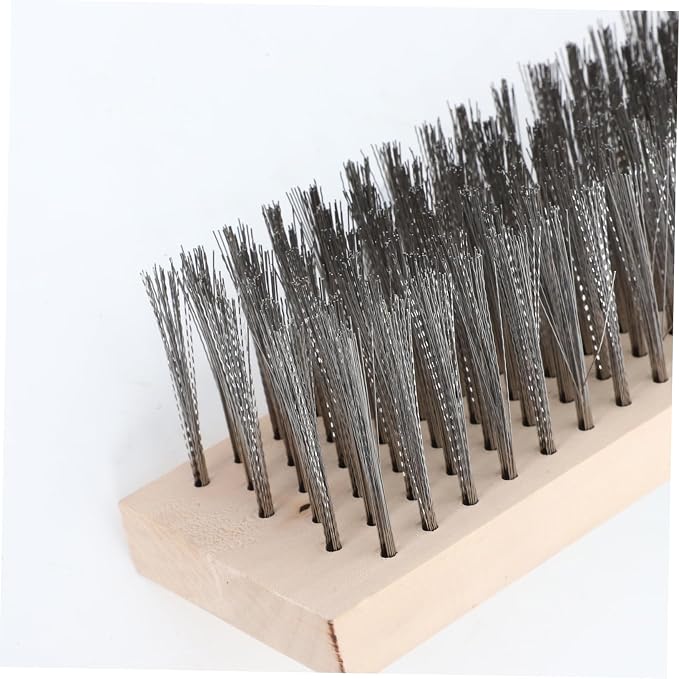 PRETYZOOM Heavy Duty Stainless Steel Scrub Brush with Pole for Tough Outdoor Cleaning for Decks Patios and Concrete Ergonomic Design for Comfortable Use