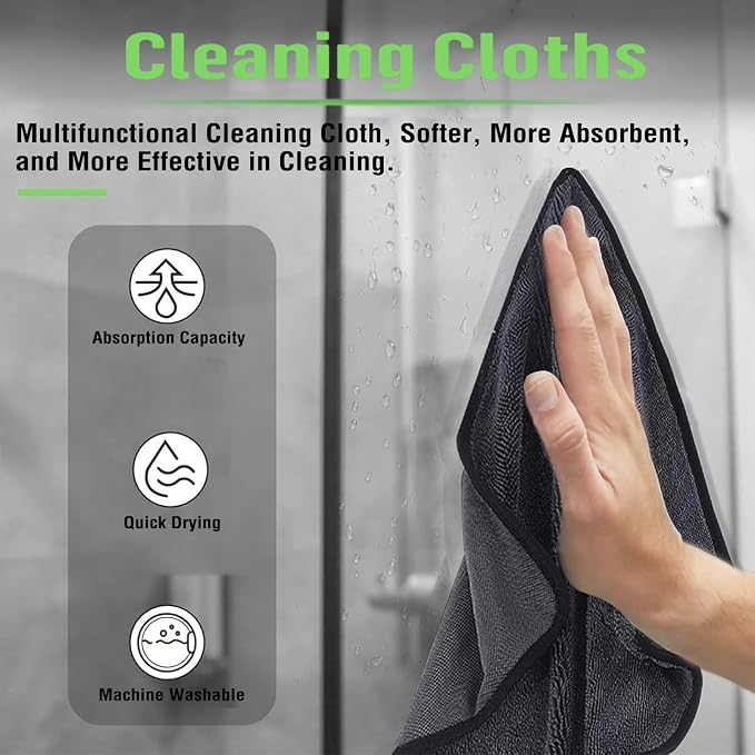 Deedlite Bath Wipes Shower Cleaning Cloths, Premium Car Drying Towel | Ultra Absorbent Twisted-Loop Design| Microfiber Towel for Car, Shower Cabin, Household