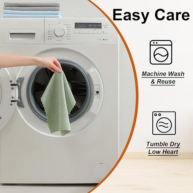 80 Pack Microfiber Cleaning Cloth Roll,Lint Free Rags & Tear Away Reusable Towels Washable Scratch,Ultra Absorbent Dish Rags(12" x 12") for Car Kitchen Home Garage-Green