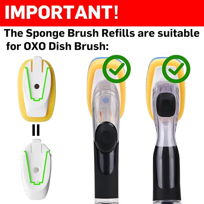 Sponge Brush Refills for OXO Soap Dispensing Dish Brush - 4Pack Dish Cleaning Soap Dispensing Head Replacement for Scrubber（Blue）