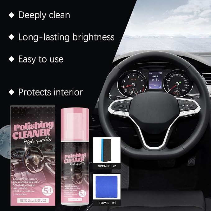 3Pcs Car Interior Cleaner,Polishing Cleaner Car Interior,All Purpose Interior Detail Spray, All Purpose Cleaner for Rubber, Leather