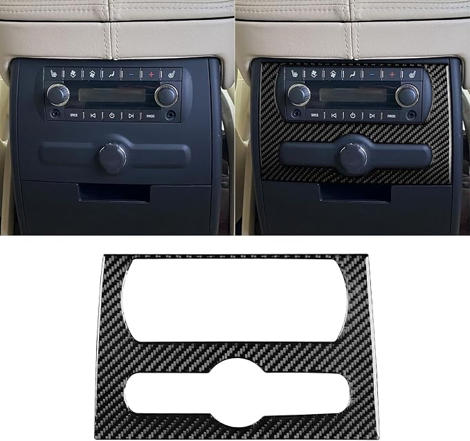 Fit for Cadillac Escalade ESV 2007-2014 / EXT Hybrid 2009-2013 | Real Carbon Fiber | Trim Rear Console A C Audio Control Cover | Stickers | Self-adhesive